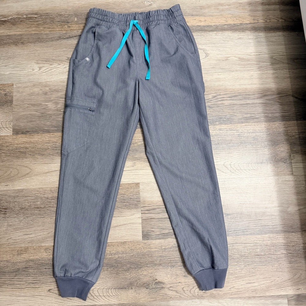 Figs Charcoal Joggers with Teal Accents